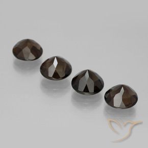Smoky Quartz Gemstones in 8 mm (calibrated) Size for Sale, Smoky Quartz Stones in Deep Chocolate Brown Color