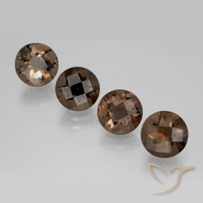 6.81 ctw Brown Smoky Quartz Stones, Natural Smoky Quartz in Round Checkerboard Shape for Sale