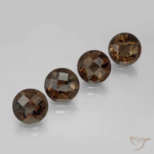 6.78 ct Round Checkerboard Smoky Quartz, 7.9 mm From Brazil, Photo A