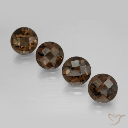 6.78 ctw Brown Smoky Quartz Stones, Natural Smoky Quartz in Round Checkerboard Shape for Sale
