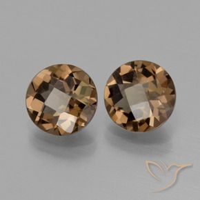 3.03 ctw Brown Smoky Quartz Stones, Natural Smoky Quartz in Round Checkerboard Shape for Sale