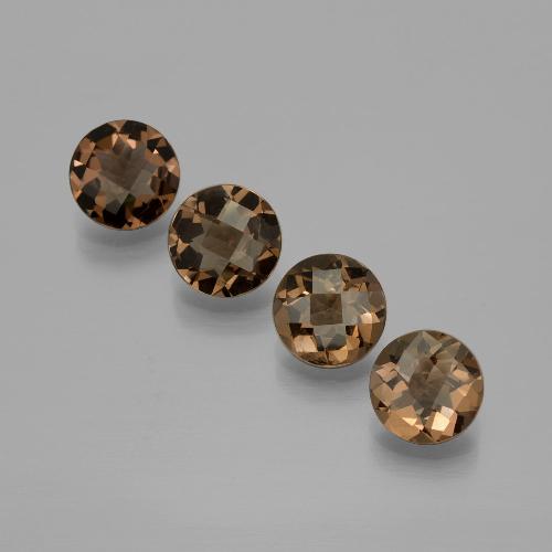 Umber Brown Smoky Quartz Gem - 1.5ct Round Checkerboard (ID: 400056)