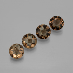 6.10 ctw Brown Smoky Quartz Stones, Natural Smoky Quartz in Round Checkerboard Shape for Sale