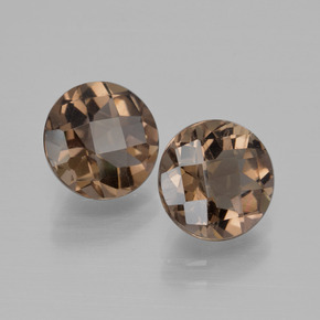 3.46 ctw Brown Smoky Quartz Stones, Natural Smoky Quartz in Round Checkerboard Shape for Sale