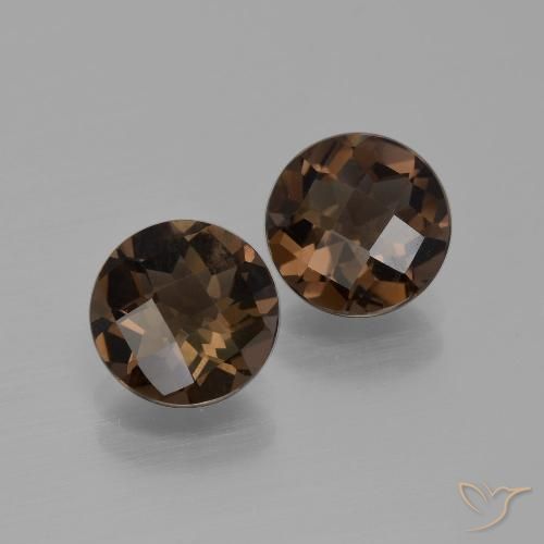 3.43 ct Round Checkerboard Smoky Quartz, 8.1 mm From Brazil, Photo A