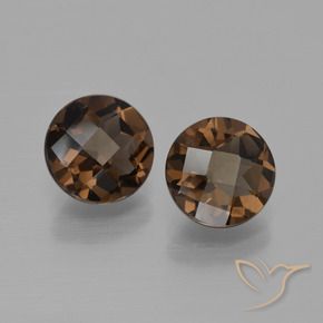 3.43 ctw Brown Smoky Quartz Stones, Natural Smoky Quartz in Round Checkerboard Shape for Sale