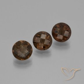 5.37 ctw Brown Smoky Quartz Stones, Natural Smoky Quartz in Round Checkerboard Shape for Sale