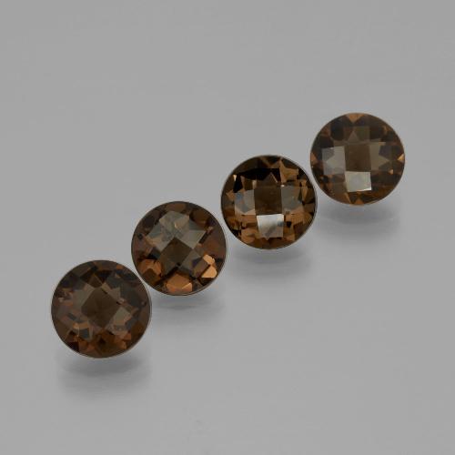 Hickory Brown Smoky Quartz Gem - 1.6ct Round Checkerboard (ID: 400732)