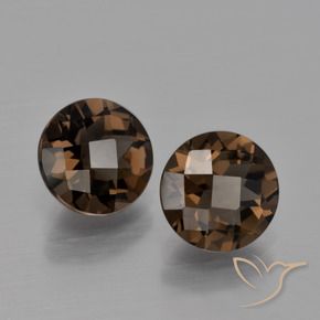 3.33 ctw Brown Smoky Quartz Stones, Natural Smoky Quartz in Round Checkerboard Shape for Sale