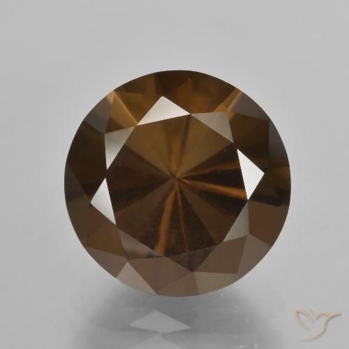 6.30ct Natural Hickory Brown Smoky Quartz, Round, VS