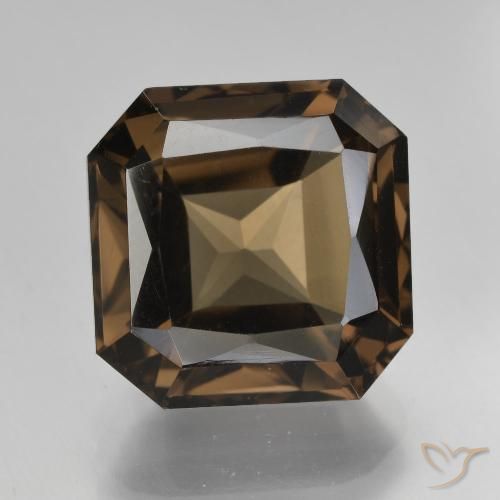 8.86ct Natural Dark Brown Smoky Quartz, Emerald Cut, VVS