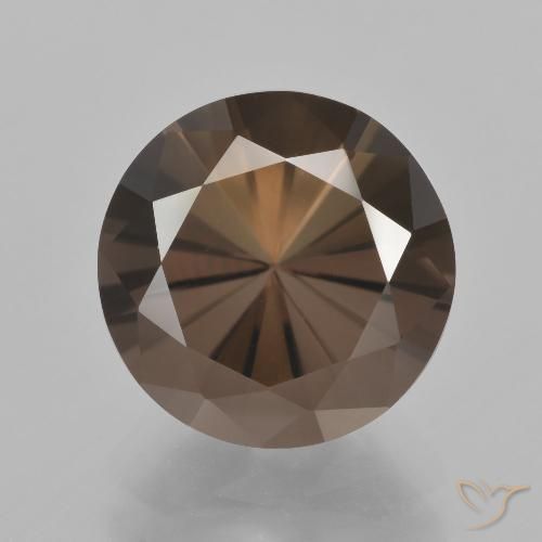 12,8mm brauner Rauchquarz im Diamanten-Schliff aus Brasilien, Gewicht 6,93 ct, Garantiert echter Edelstein in VVS Reinheit, 1 Stück Rauchquarz - die Farbe ist Dunkelbraun, Mohs-Härte von 7 Geeignet für den täglichen Gebrauch im Schmuck, Photo A