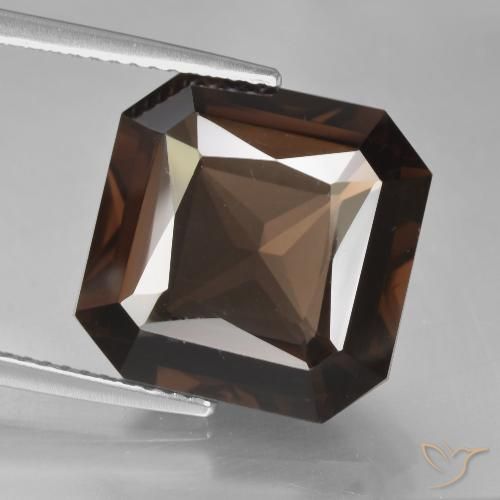 10.05ct Natural Hickory Brown Smoky Quartz, Emerald Cut, VVS