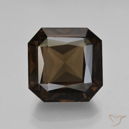 8.83ct Natural Dark Brown Smoky Quartz, Emerald Cut, VVS-VS