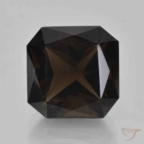 9.38ct Natural Dark Brown Smoky Quartz, Emerald Cut, VVS