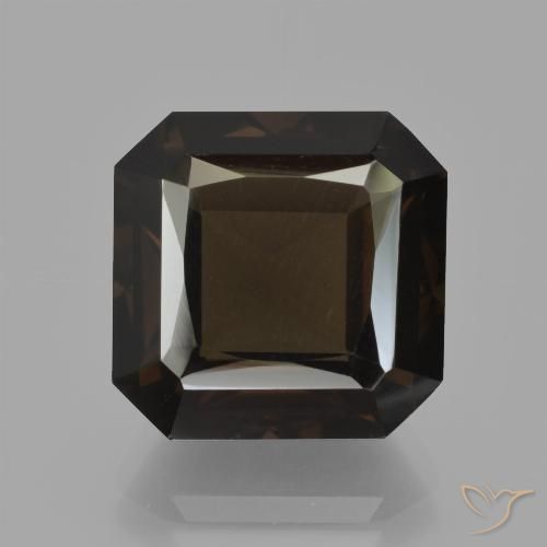 10.74ct Natural Dark Brown Smoky Quartz, Emerald Cut, VVS-VS