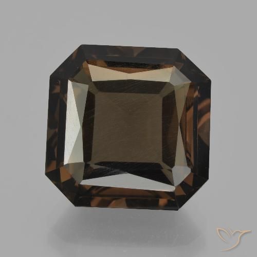 10.26ct Natural Dark Brown Smoky Quartz, Emerald Cut, VS