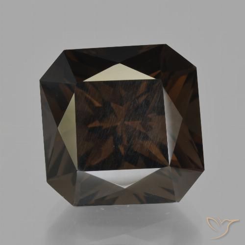 12.34ct Natural Dark Brown Smoky Quartz, Emerald Cut, VS