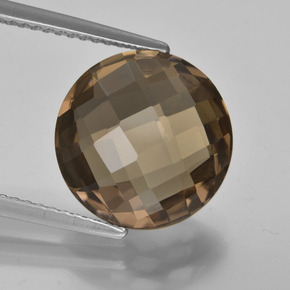 Warm Brown Дымчатый Кварц Камень - 5.3ct Круглая форма шахматная огранка (двусторонняя) (ID: 416683)