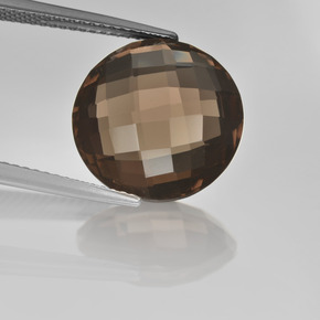 8.37 ct Brown Smoky Quartz Gemstone, Smoky Quartz Gem in Round Checkerboard (double sided) Shape for Sale.