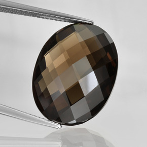 15.6ct Oval Checkerboard (double sided) Brown Smoky Quartz for sale thumb image of 15.6ct Oval Checkerboard (double sided) Brown Smoky Quartz (ID: 416878)