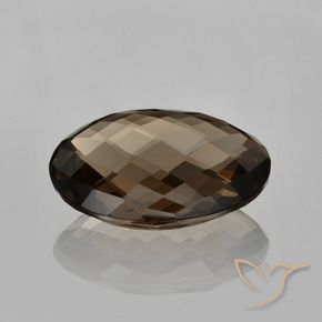 13.61 ct Brown Smoky Quartz Stone, Natural Smoky Quartz in Oval Checkerboard (double sided) Shape for Sale