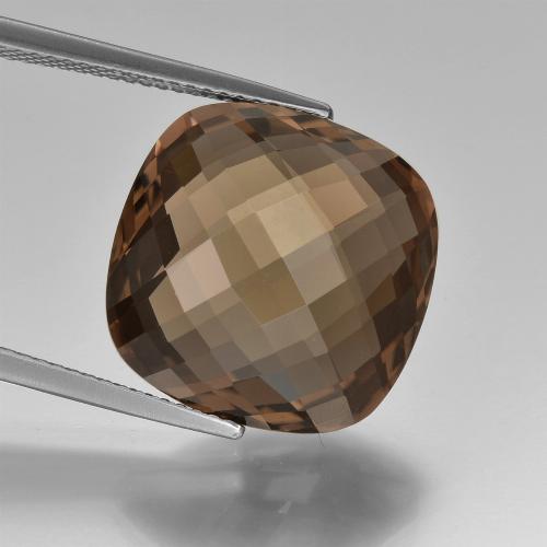 Umber Brown Smoky Quartz Gem - 13.1ct Cushion Checkerboard (double sided) (ID: 416888)