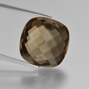 Umber Brown Дымчатый Кварц Камень - 13.5ct Форма Подушка шахматная огранка (двухсторонняя) (ID: 416937)