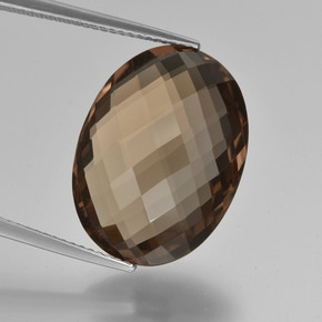 Chocolate Brown Rauchquarz Edelstein - 13.2ct Oval Schachbrett (beidseitig) (ID: 416938)