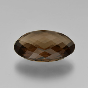 14.29 ct Brown Smoky Quartz Stone, Natural Smoky Quartz in Oval Checkerboard (double sided) Shape for Sale