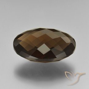 15.80 ct Brown Smoky Quartz Stone, Natural Smoky Quartz in Oval Checkerboard (double sided) Shape for Sale