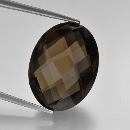 Medium Brown Smoky Quartz Gem - 15.6ct Oval Checkerboard (double sided) (ID: 416953)