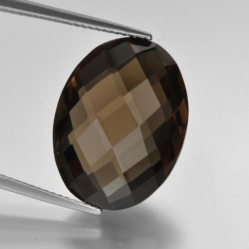 20 x 15.2mm Oval Checkerboard (double Sided) Brown Smoky Quartz from Brazil, Weight of 16.26ct, Natural untreated gemstone in VVS-VS Clarity, 1pc Smoky Quartz - the Color is Dark Brown, Mohs Hardness of 7 suitable for daily wear jewelry, Photo A