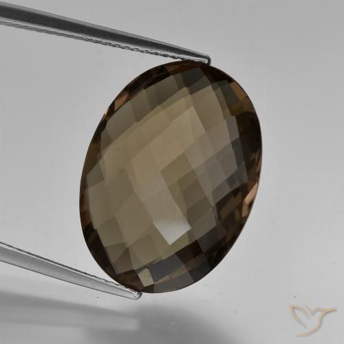 Quarzo fumé a scacchiera ovale da 12,37 ct, 20,2 x 15,1 mm dal Brasile, Photo A