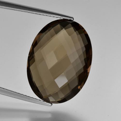 Medium Brown Smoky Quartz Gem - 13.1ct Oval Checkerboard (double sided) (ID: 416959)
