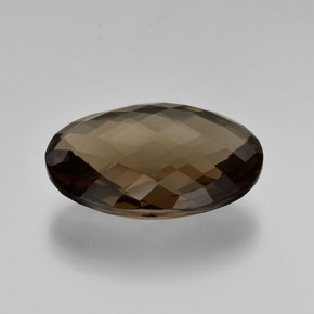 13.09 ct Brown Smoky Quartz Stone, Natural Smoky Quartz in Oval Checkerboard (double sided) Shape for Sale