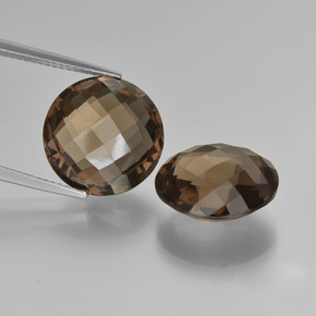 7.9ct Round Checkerboard (double sided) Brown Smoky Quartz Gem for sale 7.9ct Round Checkerboard (double sided) Brown Smoky Quartz Gem (ID: 417051)