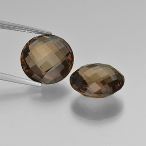 8.1ct Round Checkerboard (double sided) Brown Smoky Quartz Gem for sale 8.1ct Round Checkerboard (double sided) Brown Smoky Quartz Gem (ID: 417052)