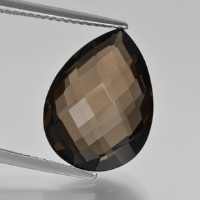 8.08 ct Brown Smoky Quartz Gemstone, Smoky Quartz Gem in Pear Double-Sided Checkerboard Shape for Sale.