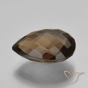7.73 ct Brown Smoky Quartz Stone, Natural Smoky Quartz in Pear Double-Sided Checkerboard Shape for Sale