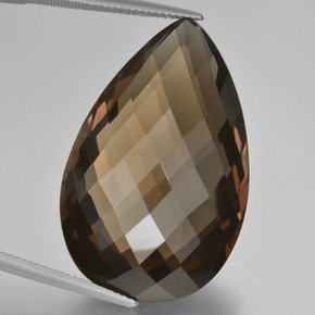 50.44 ct Brown Smoky Quartz Gemstone, Smoky Quartz Gem in Pear Double-Sided Checkerboard Shape for Sale.