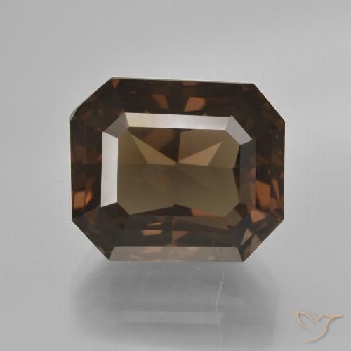 8.66ct Asscher Cut Brown Smoky Quartz from Brazil, Dimension 12.8 x 10.9mm, VVS-VS Clarity, Natural untreated gemstone, 1pc Smoky Quartz in Umber Brown Color, Mohs Hardness of 7 suitable for daily wear jewelry, Photo A