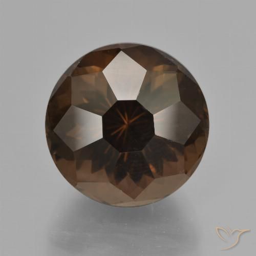 10.25ct Natural Umber Brown Smoky Quartz, Round, VVS-VS