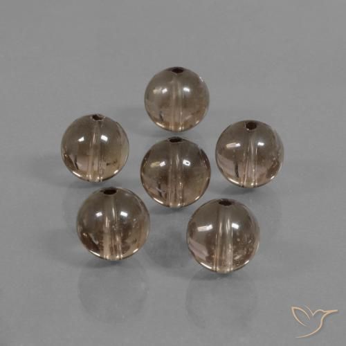 Smoky Quartz Gemstones in 10 mm (calibrated) Size for Sale, Smoky Quartz Stones in Hickory Brown Color