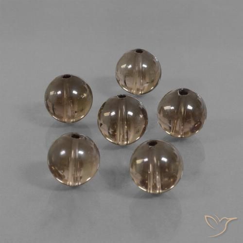 Marrón oscuro medio Cuarzo Ahumado Gema - 7.4ct Esfera perforada (ID: 423085)