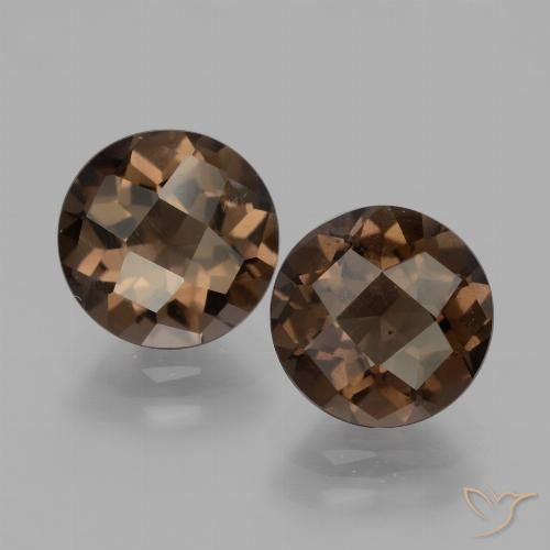 3.4 ct Round Checkerboard Smoky Quartz, 7.9 mm From Brazil, Photo A