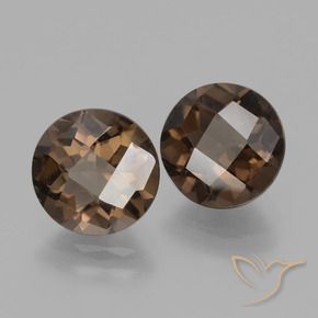3.40 ctw Brown Smoky Quartz Stones, Natural Smoky Quartz in Round Checkerboard Shape for Sale