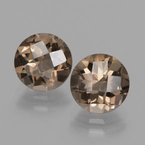 Medium Brown Smoky Quartz Gem - 1.8ct Round Checkerboard (ID: 427960)