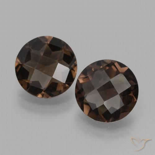 3.02 ct Round Checkerboard Smoky Quartz, 7.9 mm From Brazil, Photo A