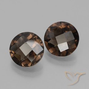 3.02 ctw Brown Smoky Quartz Stones, Natural Smoky Quartz in Round Checkerboard Shape for Sale